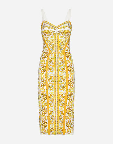 Dolce & Gabbana Majolica-print charmeuse corset dress Print F6JDDTHI1TK