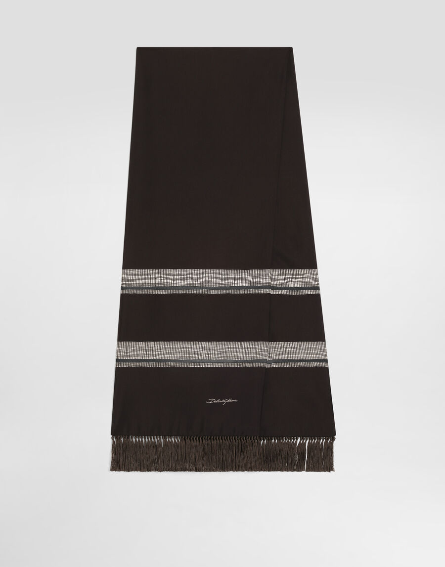 Vintage-print twill scarf