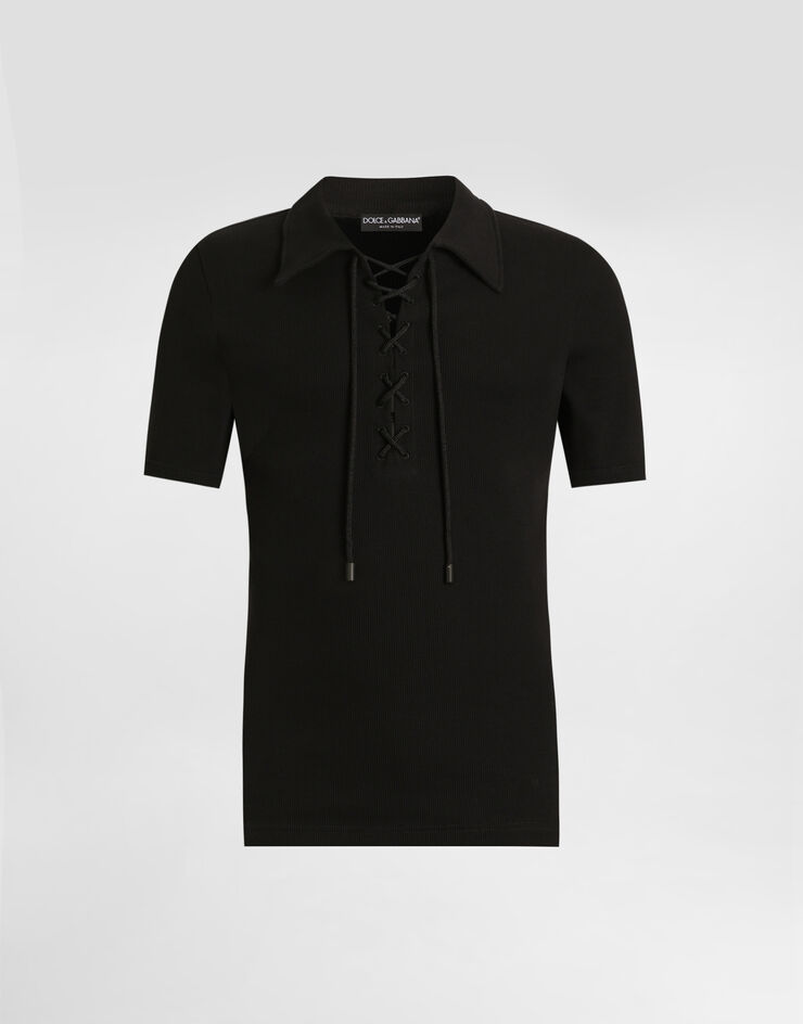 Dolce & Gabbana Cotton interlock polo t-shirt Black G8SR0TFUGFJ