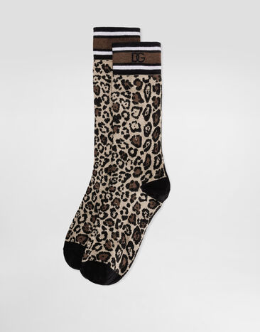 Dolce & Gabbana Leopard-print cotton jacquard socks Multicolor I873KWJACLS