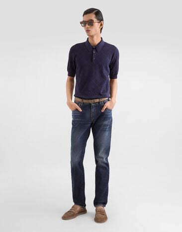 Dolce & Gabbana Silk polo shirt Blue GXZ02TJBSO9