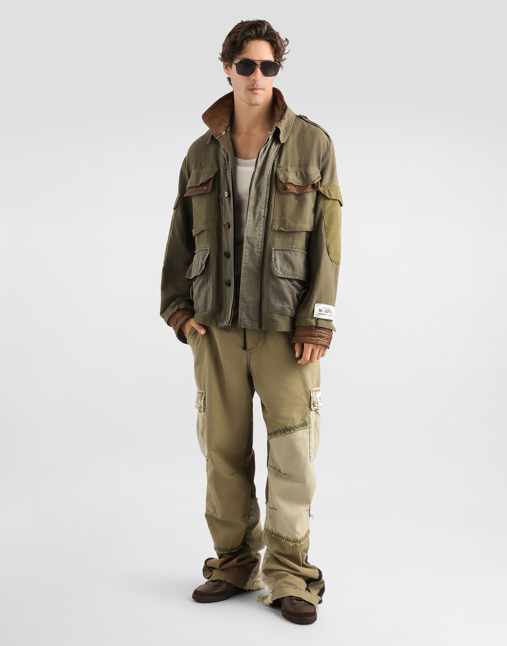 Cotton and lambskin jacket in Brown for Men | Dolce&Gabbana® US