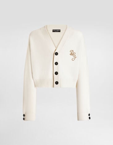 Dolce & Gabbana كارديغان من صوف بكر بشعار White GXVGQZJDVGI