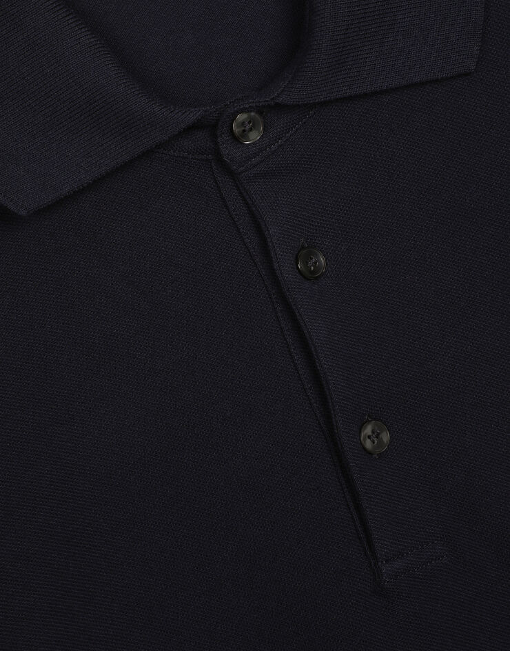 Dolce & Gabbana Poloshirt Baumwollpikee mit Logoplakette Blau G8PL4TG7F2H