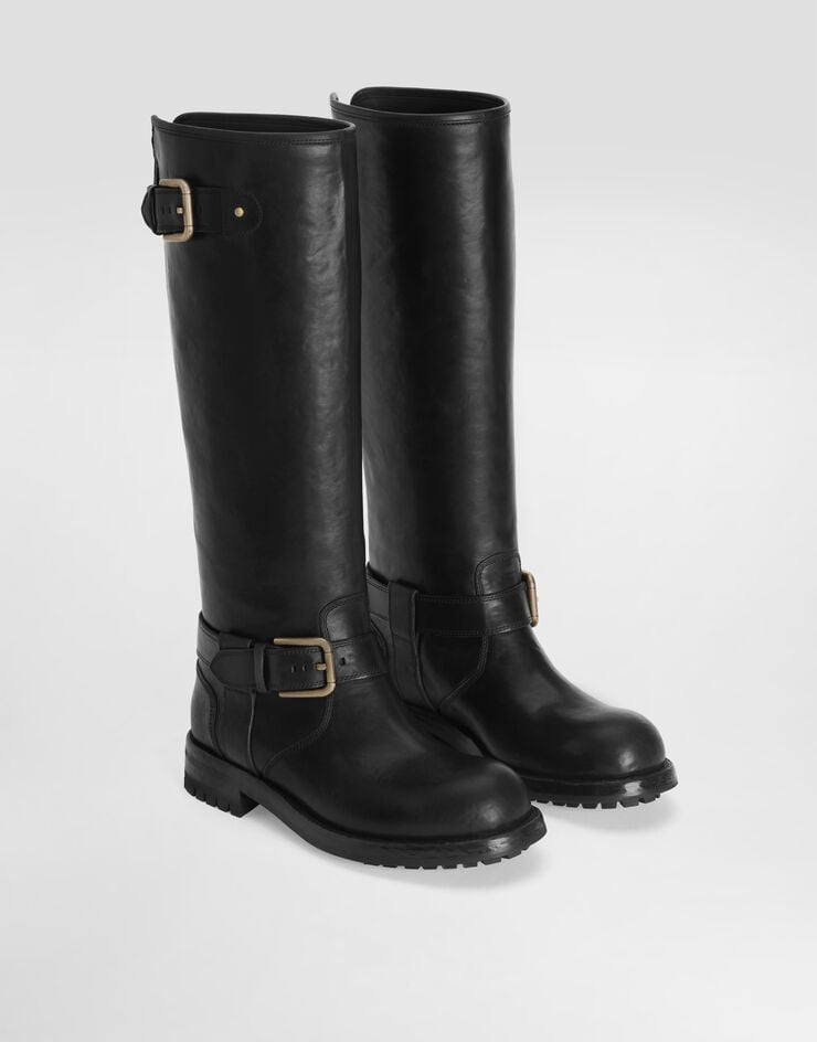 Dolce & Gabbana Calfskin biker boots Black CU1213AW352