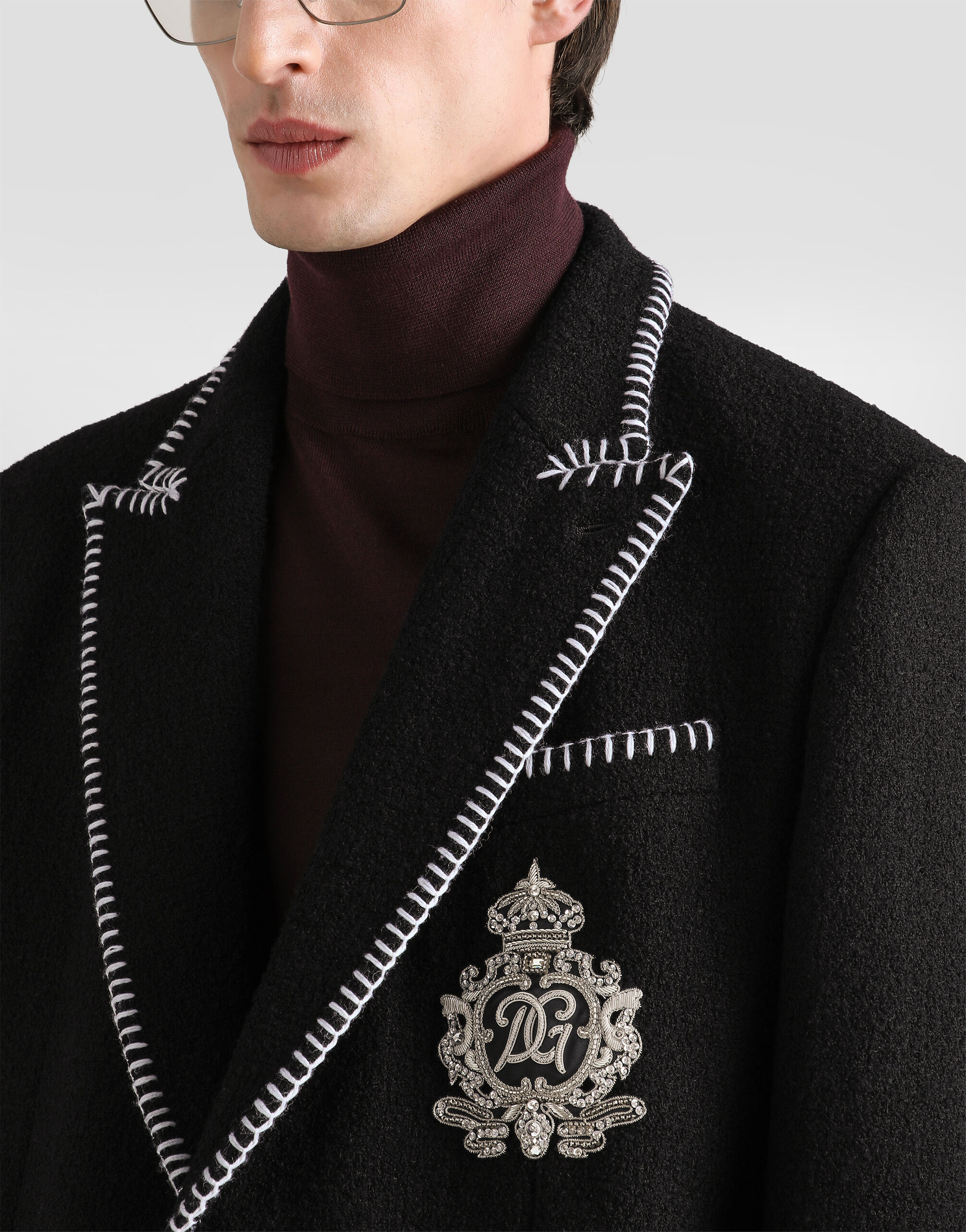 Tweed single-breasted jacket with embroidery - thumbnail 4