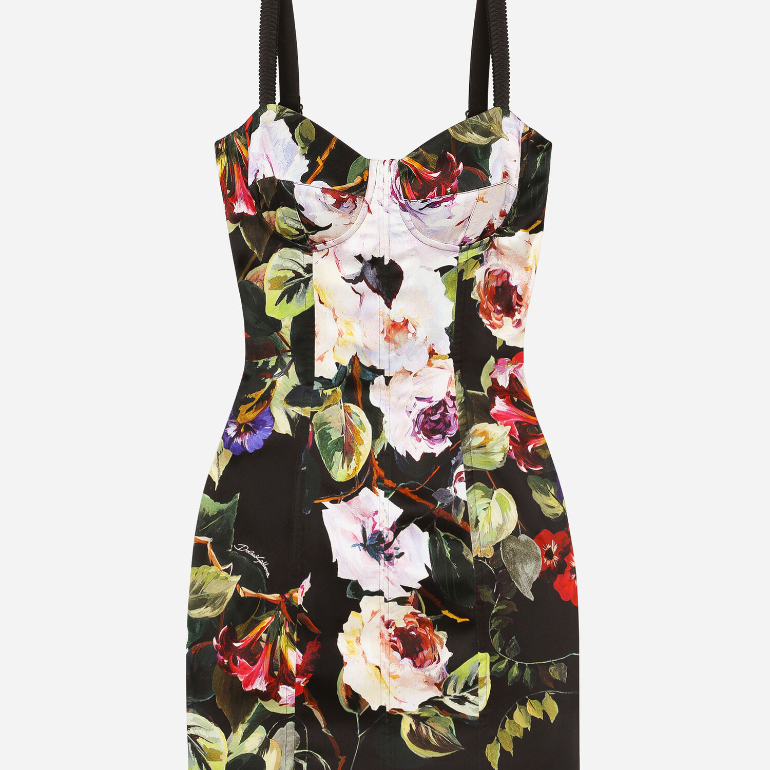 Dolce & Gabbana Short satin corset dress with rose garden print female Print