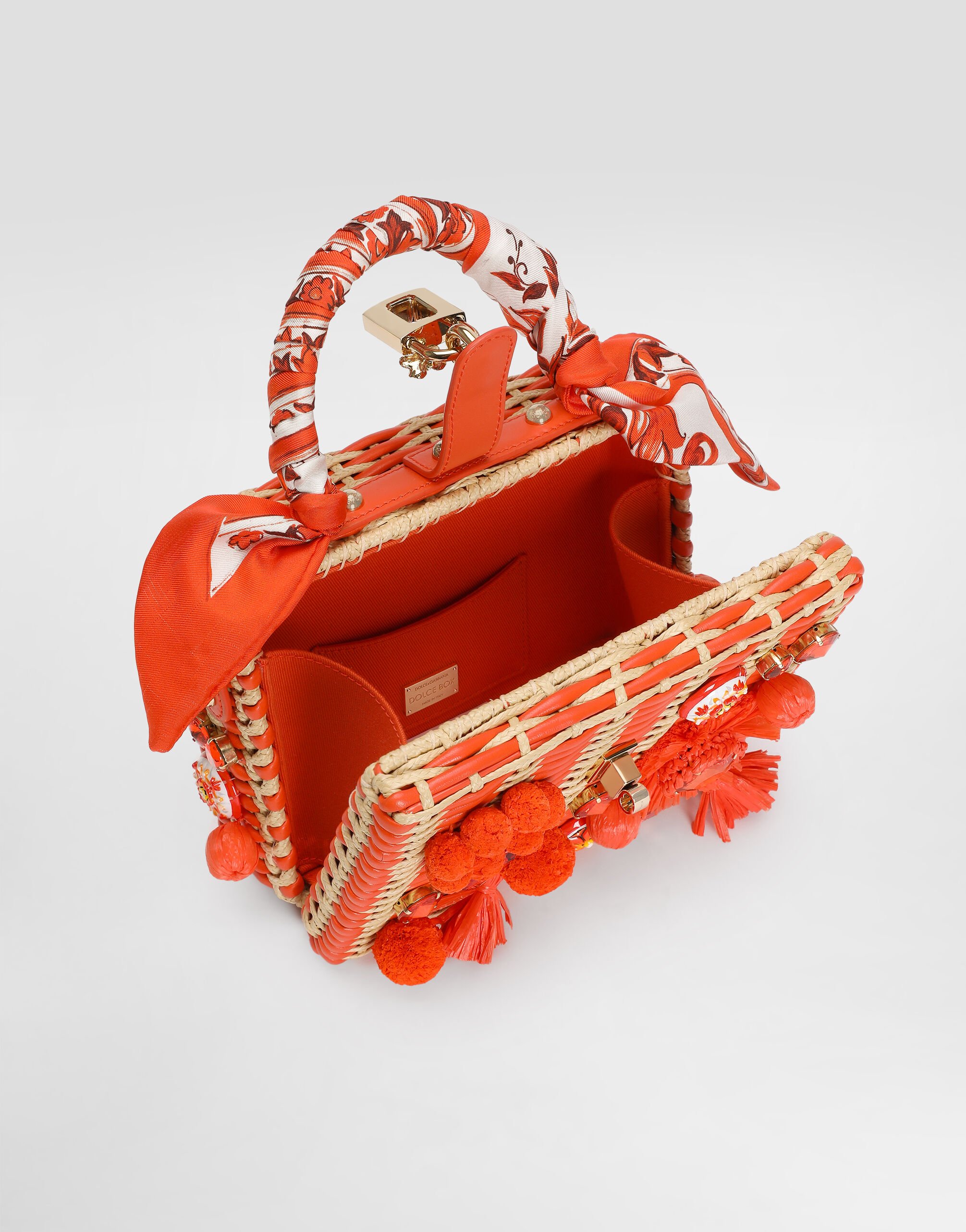 Dolce Box handbag in raffia in Multicolor for Women | Dolce&Gabbana®