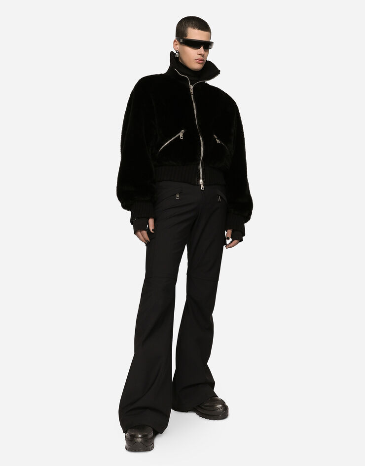 Dolce & Gabbana High-necked faux fur jacket Black G9YL1TFUP08