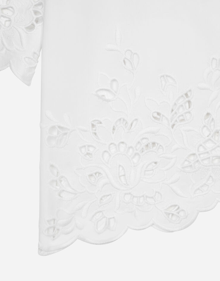 Dolce & Gabbana Robe-chemise en coton avec broderie ajourée Blanc F6JMIZGDCJL