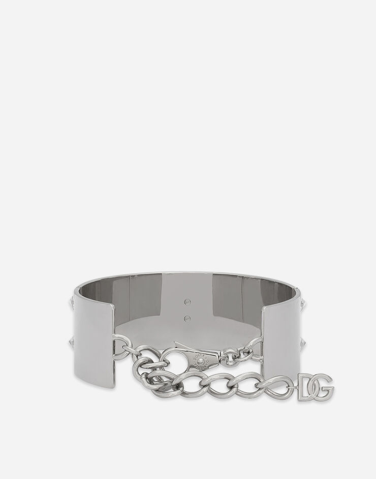 Dolce & Gabbana Leather and brass rigid choker Silver WNO6L2W1111
