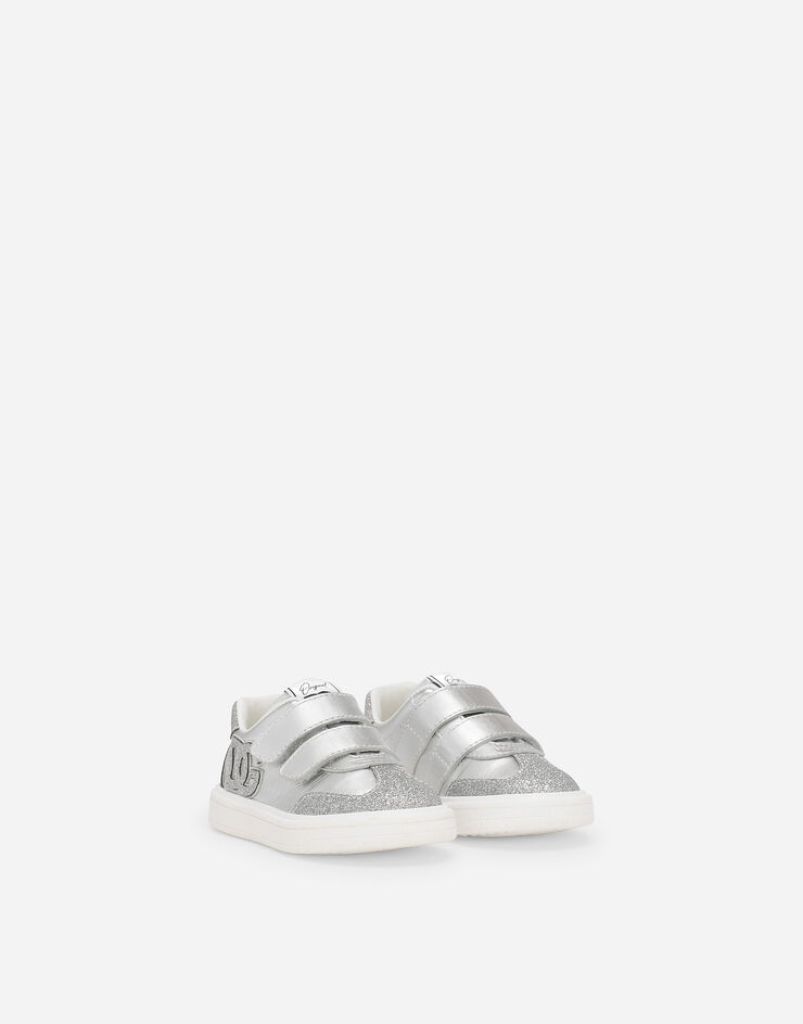 Dolce & Gabbana Foiled lambskin DG Original low-top sneakers with DG logo Silver DN0212AA745