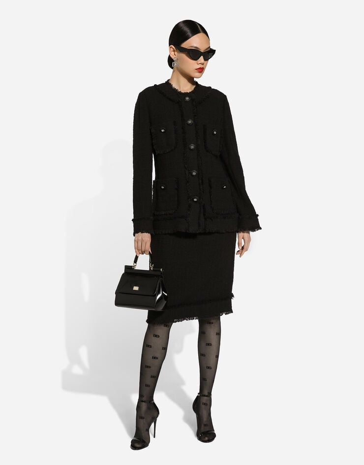 Dolce & Gabbana Veste droite en tweed Noir F27AGTFMTAC