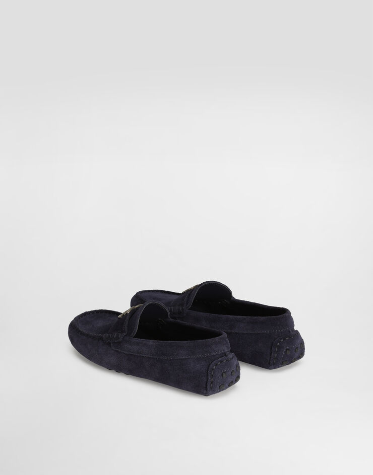 Dolce & Gabbana Mocasín de serraje con logotipo DG Azul DA5268A1250