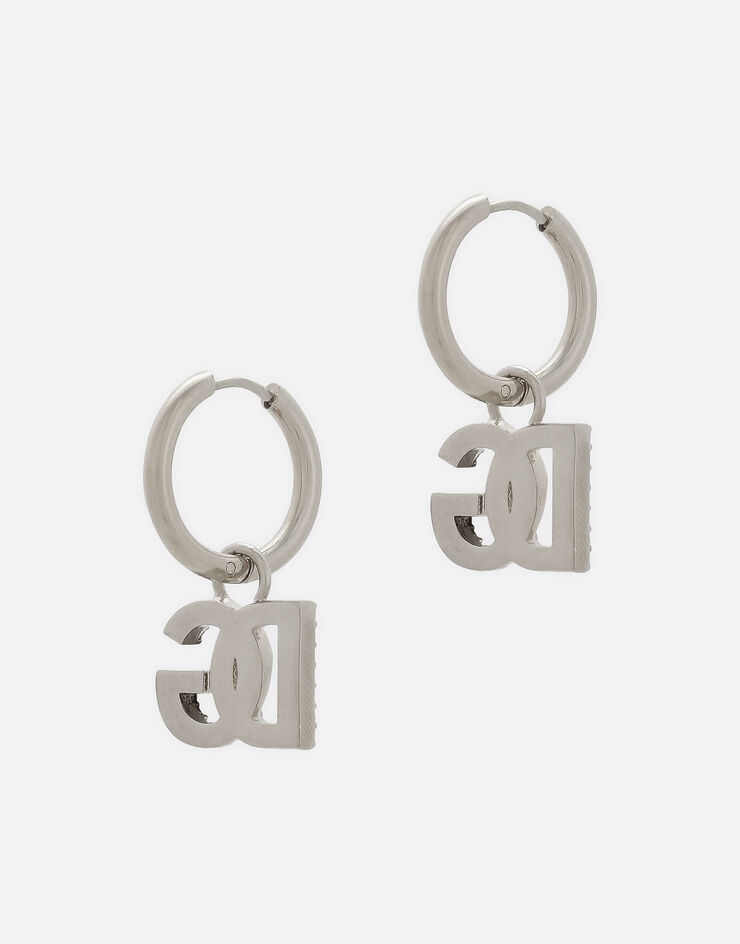 Dolce&Gabbana Boucles d’oreilles créoles avec pendentif logo DG Argent WEP6S0W1111