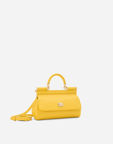 Dolce & Gabbana Mini Sicily handbag in dauphine calfskin Yellow BB7116A1001