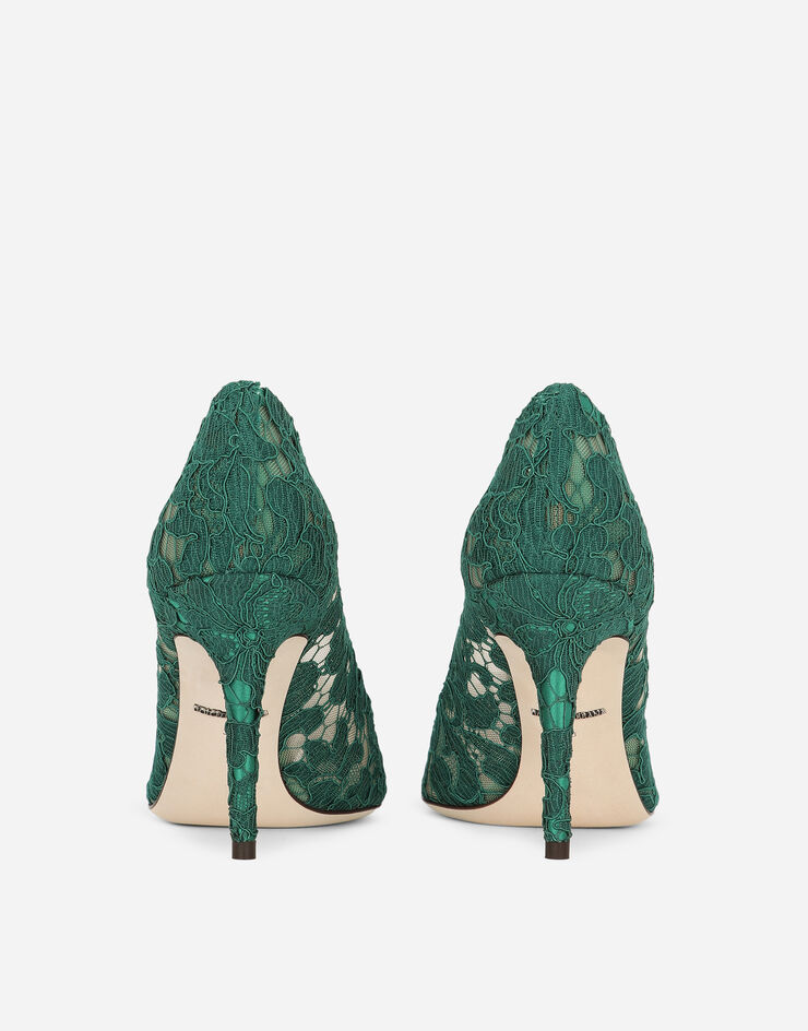 Dolce & Gabbana Zapato de salón rainbow de encaje con broche Verde CD0101AL198