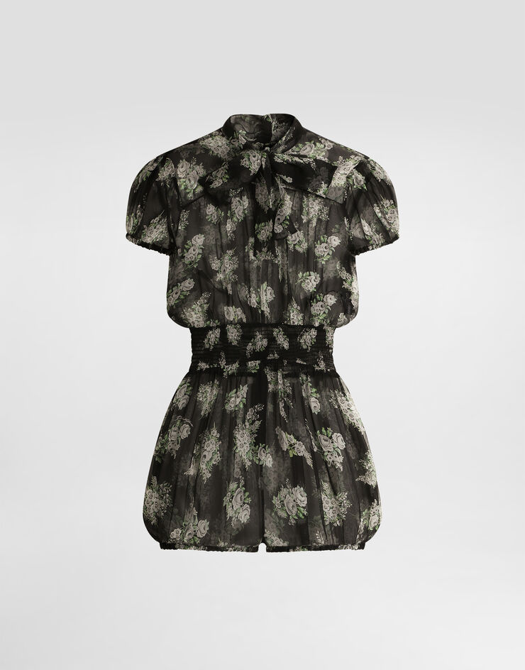 Dolce & Gabbana 점프수트 쉬폰 소재 스몰 플라워 부케 프린트 Multicolor F620ITIS12O