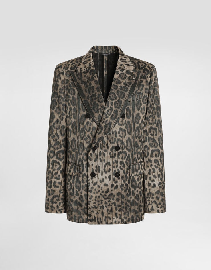Dolce & Gabbana Leopard-print jacquard double-breasted jacket Print G2QS7TFRMEC