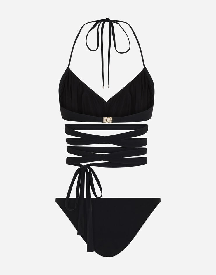 Dolce & Gabbana Bikini with wraparound lace ties Black O9A92JFUGA2