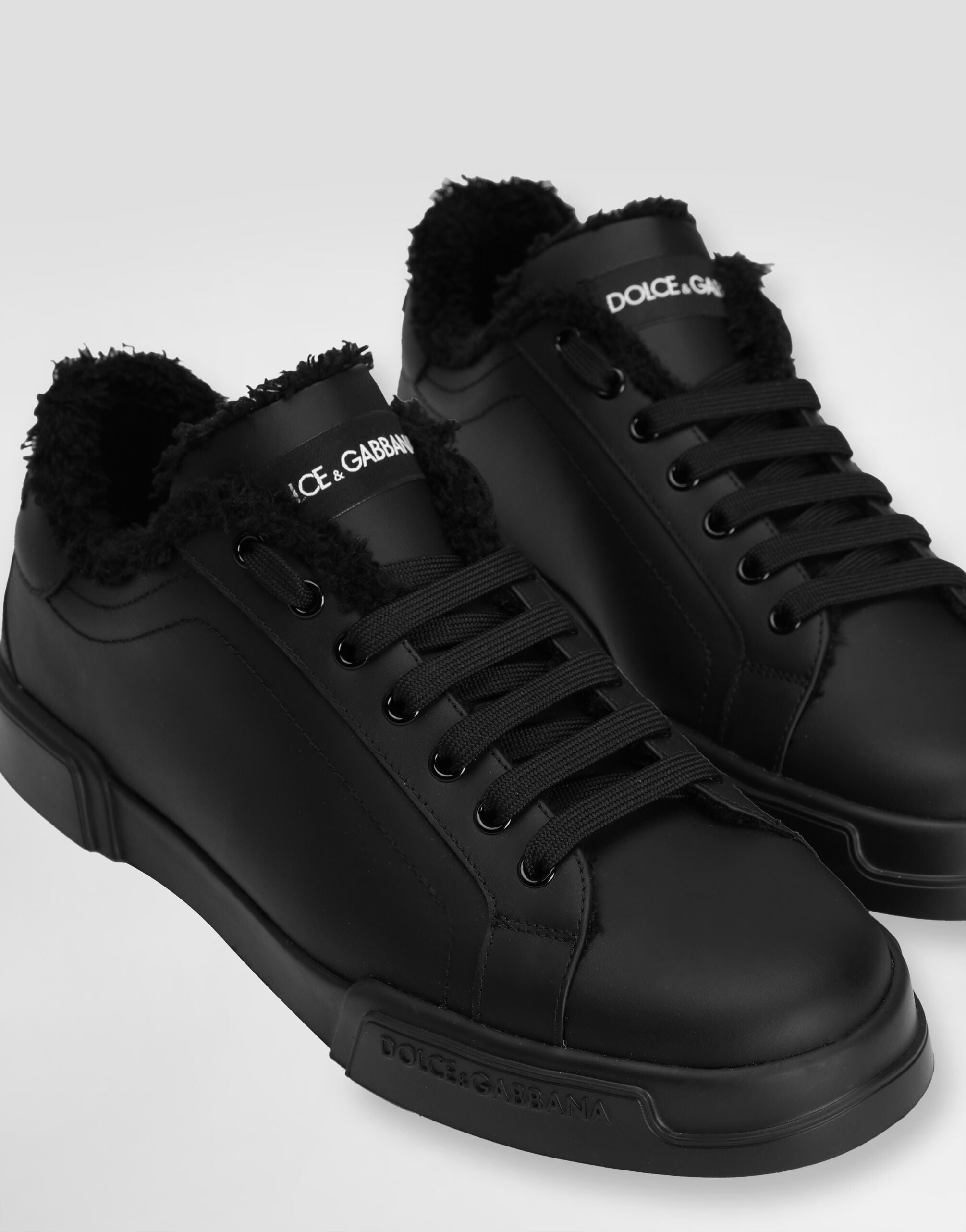 Portofino light calfskin sneakers in Black for Men | Dolce&Gabbana® US