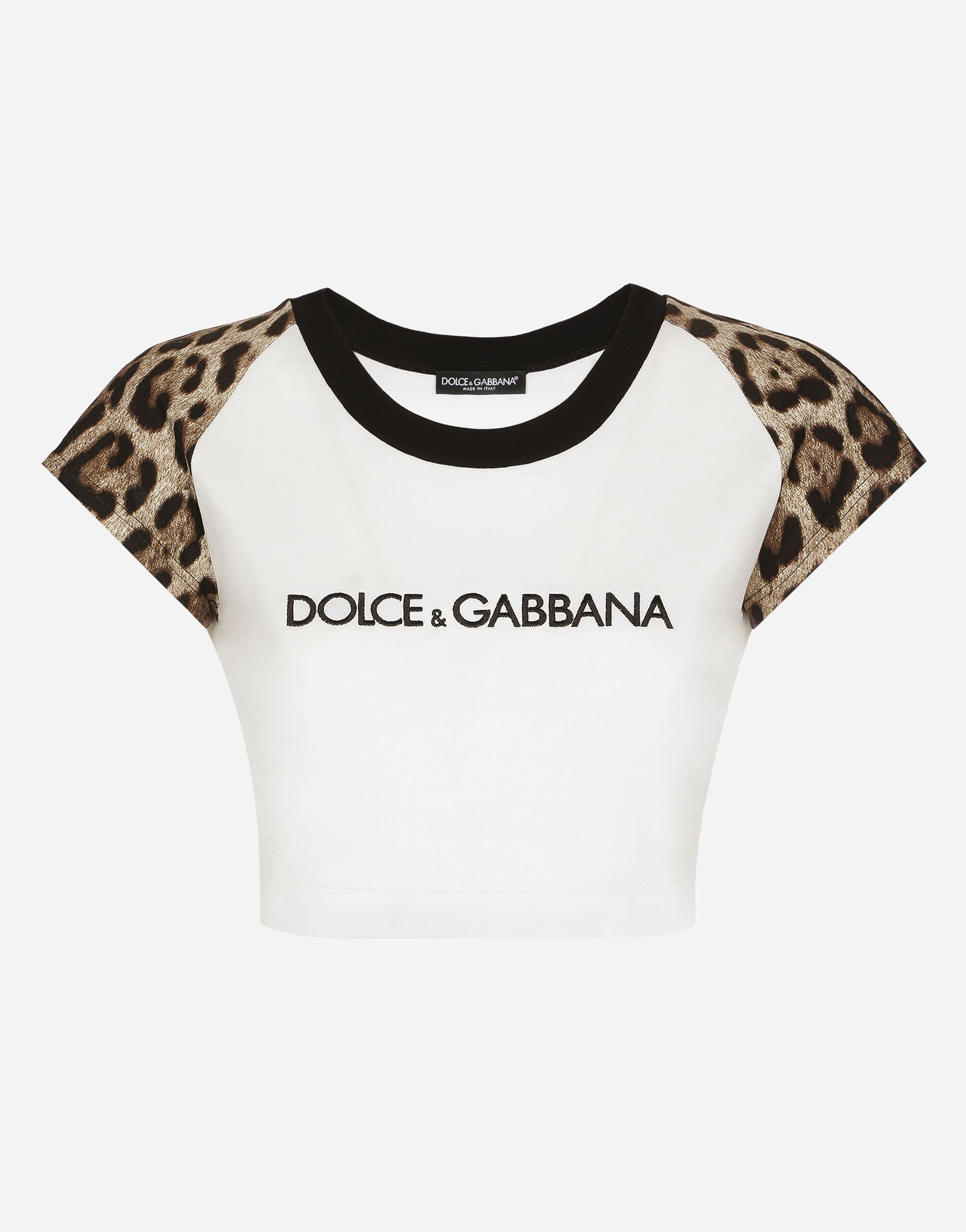 Dolce & Gabbana Short-sleeved T-shirt with Dolce&Gabbana logo White F8T00ZGDCBT