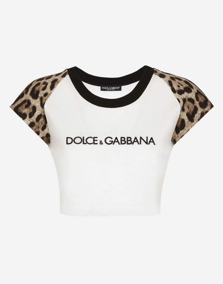 Dolce&Gabbana Short-sleeved T-shirt with Dolce&Gabbana logo Bianco F8U46ZGDBZV