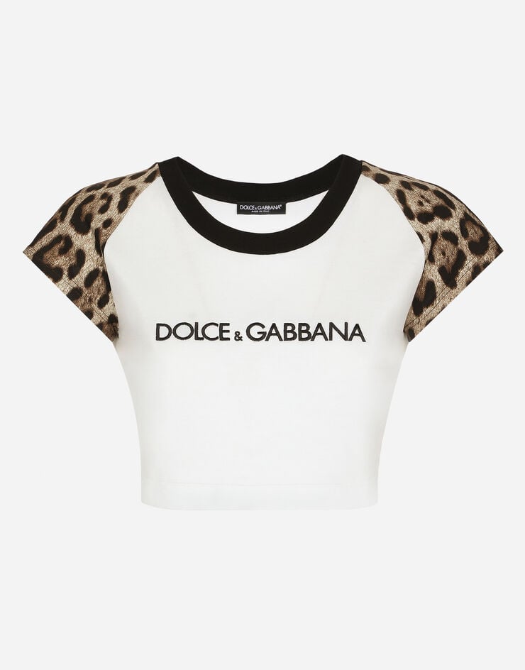 Dolce&Gabbana Short-sleeved T-shirt with Dolce&Gabbana logo White F8U46ZGDBZV
