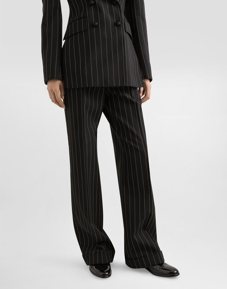 Dolce & Gabbana Straight-leg pinstripe wool pants with turn-ups Multicolor FTDBVTFR22M