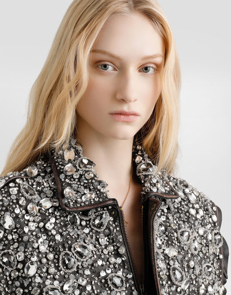 Dolce & Gabbana エンブロイダリー ヴィンテージ レザー ベスト Multicolor F7BD4ZGDDGA