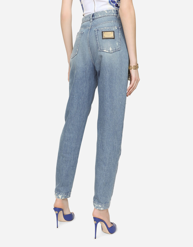 Dolce & Gabbana Jeans in denim con piccole rotture Multicolore FTBXGDG8GJ3