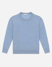 Dolce & Gabbana Cashmere round-neck sweater with DG logo embroidery Blue L4KWB2JAWF3