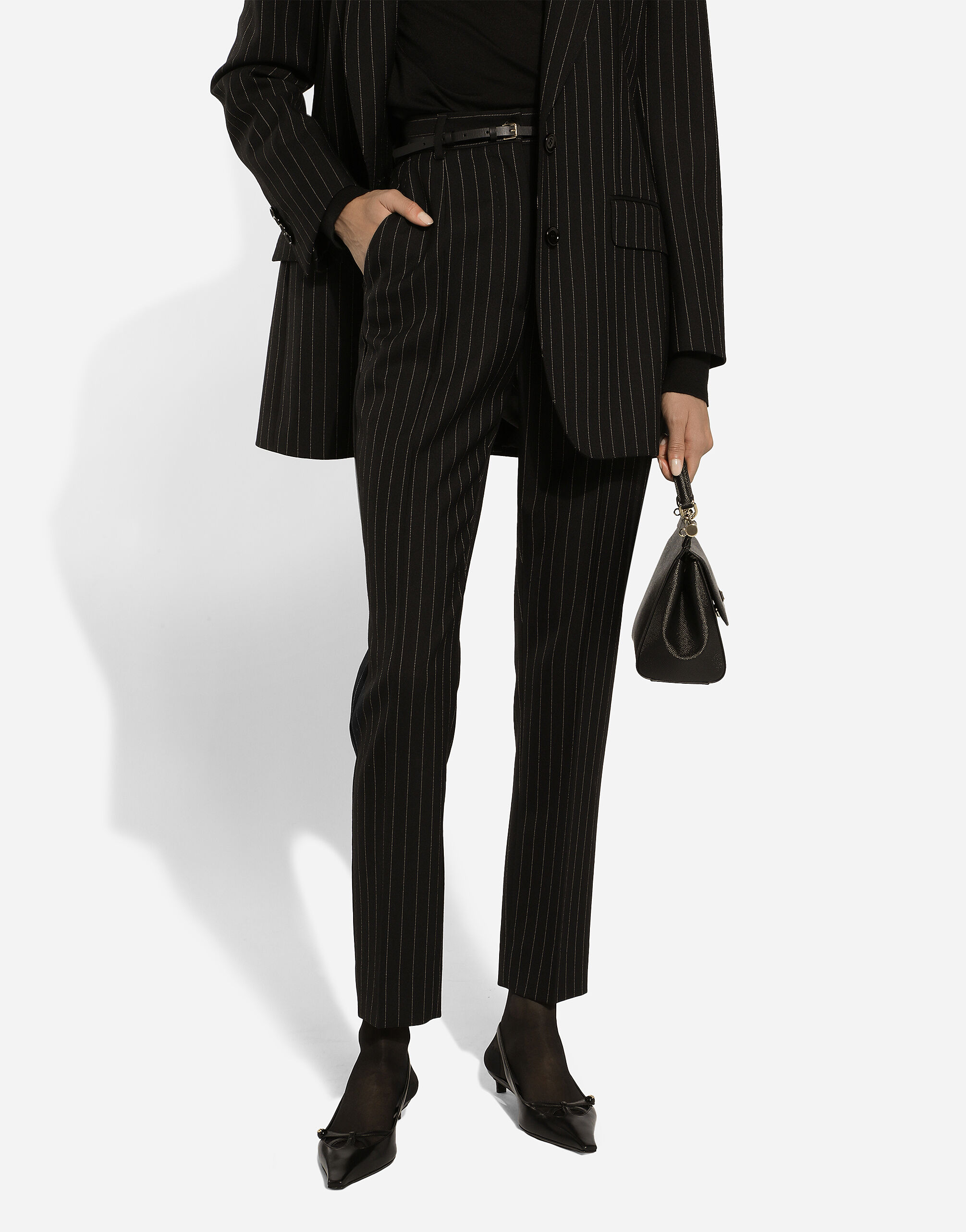 Tailored pinstripe wool pants in Multicolor for Women
