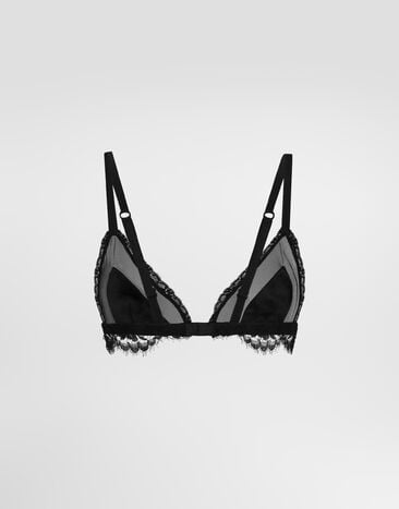 Dolce & Gabbana Triangel-BH Soft-Cups aus Tüll, Satin und Spitze Schwarz O1E31TONN35