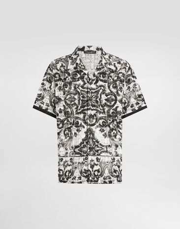 Dolce & Gabbana قميص هاواي من دانتيل كروشيه بطبعة مايوليكا متعدد الألوان G5JH9THH5EK