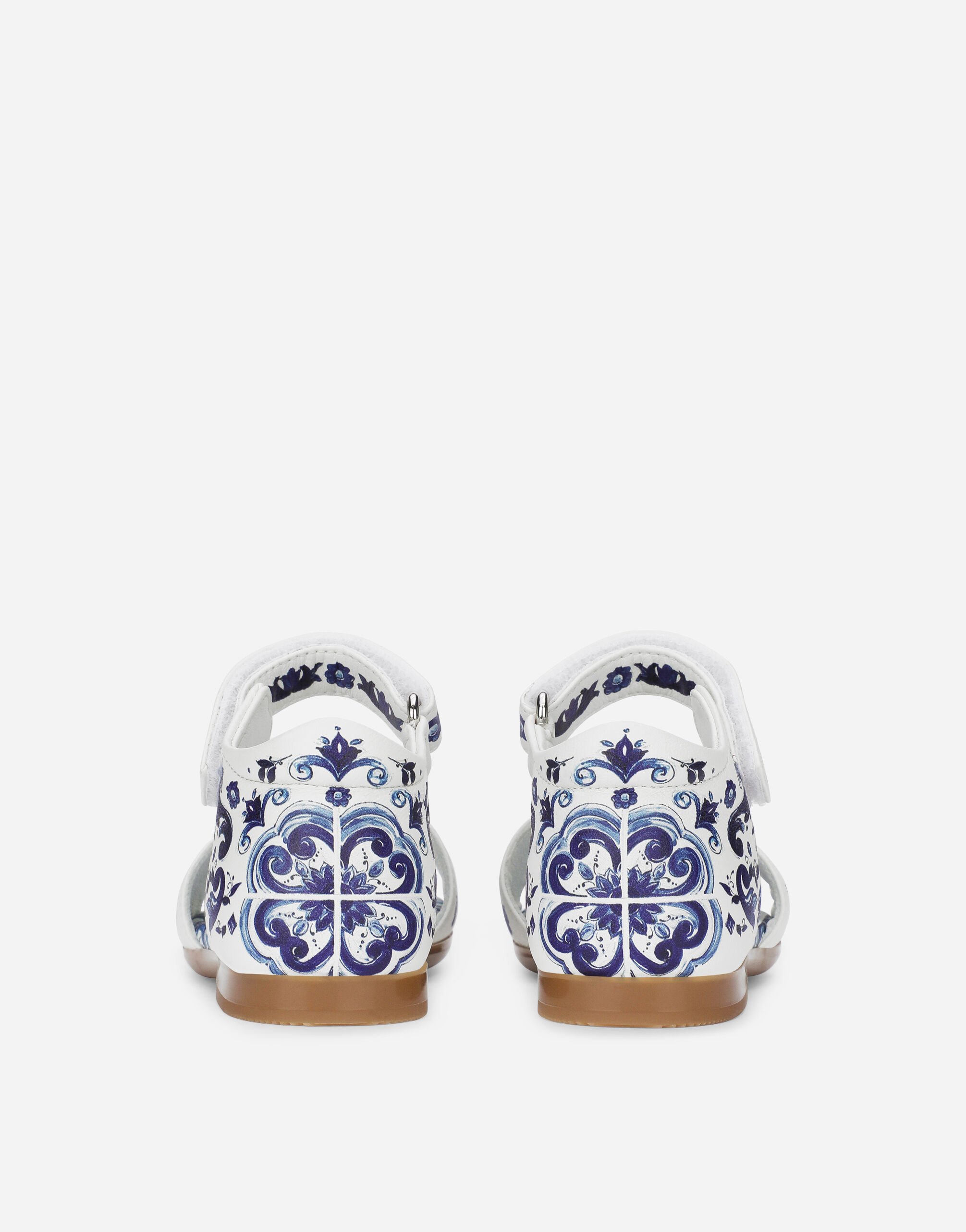 Nappa leather sandals with majolica print in Multicolor for