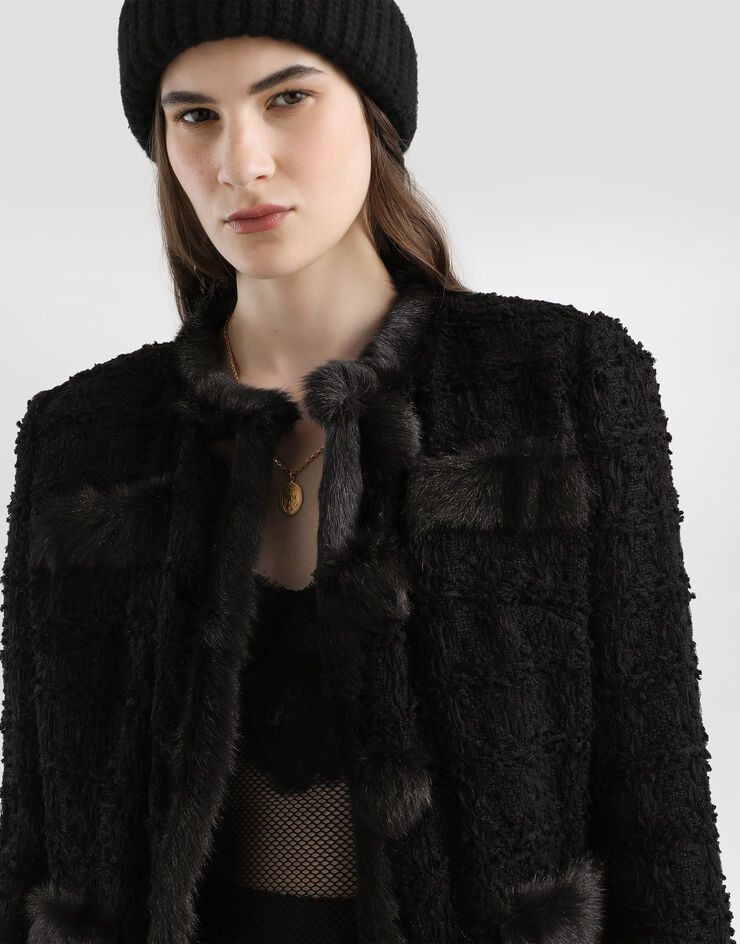 Dolce & Gabbana Single-breasted tweed jacket Black F27HIZHUMJK