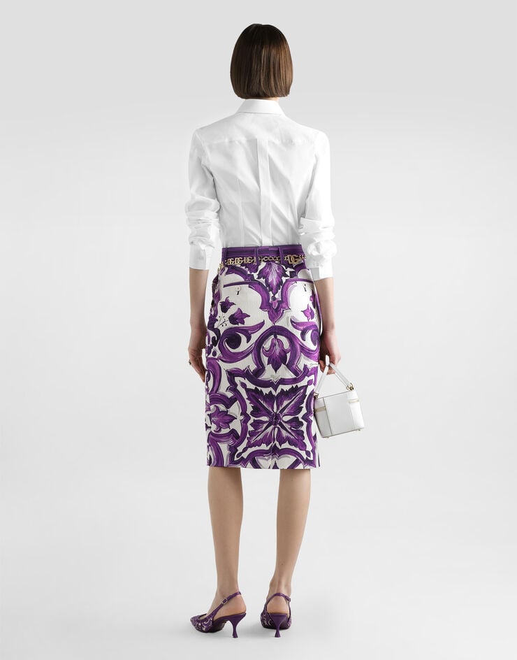 Dolce & Gabbana Midirock mit Majolika-Print Multicolor F4C5KTFPR0O