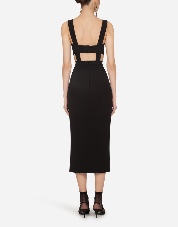 Dolce & Gabbana Longuette dress in jersey with brassiere Black F6I8FTFUGKF
