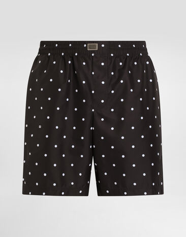 Dolce & Gabbana Mid-rise swim trunks with polka-dot print Print M4C39TISMIW