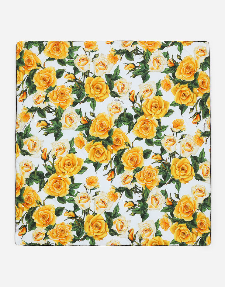 Dolce & Gabbana Jersey blanket with yellow rose print Print LNJAE7G7K6P