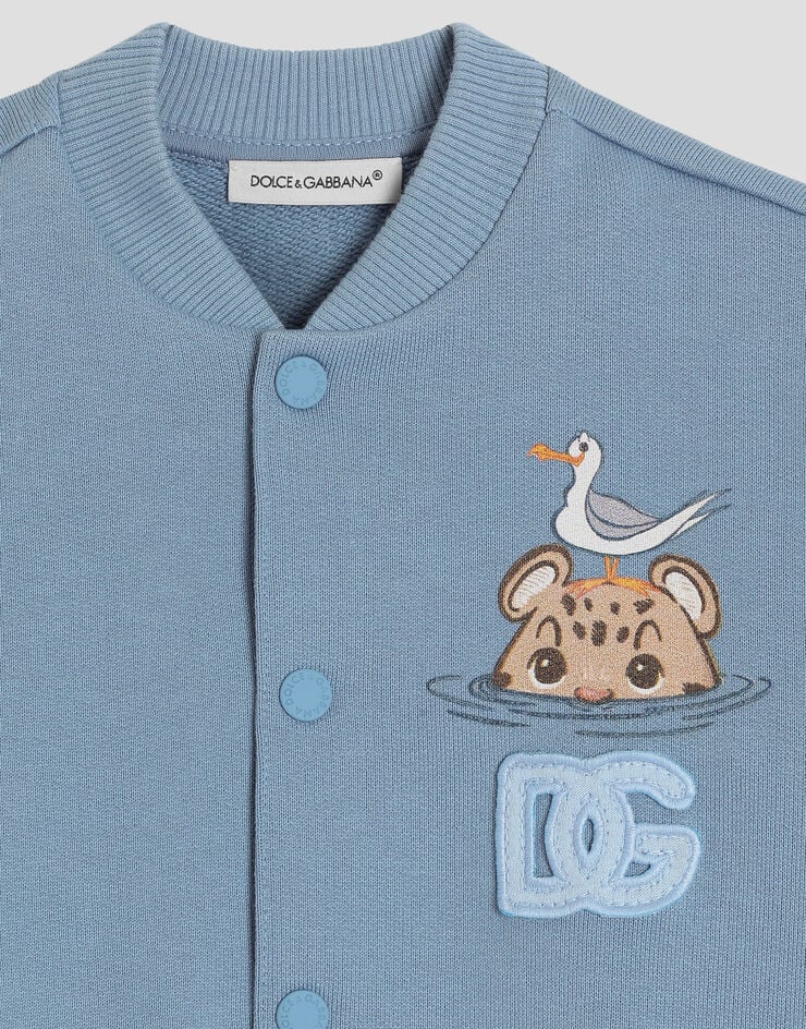 Dolce & Gabbana Sweatshirt with leopard print and DG patch Blue L1JWMTG7PNF