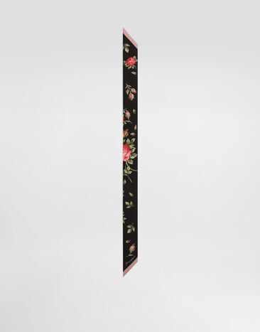 Dolce & Gabbana Bandana 6 x 100 en sarga de seda con estampado de buqués de rosas Multicolor FS215AGDDPM