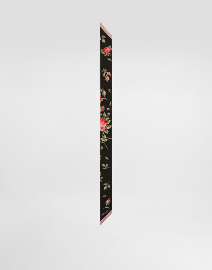 Dolce & Gabbana Bandana 6 x 100 en sarga de seda con estampado de buqués de rosas Multicolor FS215AGDDPM