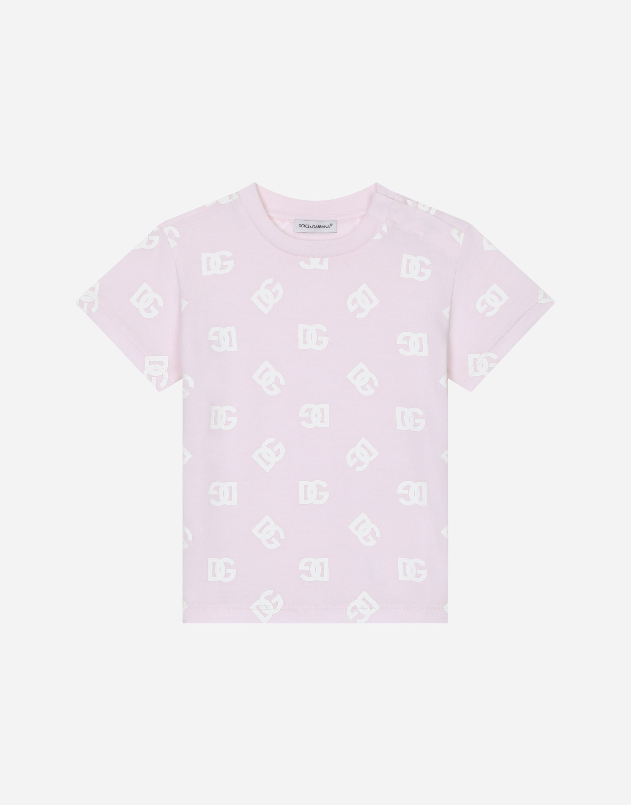 Dolce & Gabbana Jersey T-shirt with all-over DG logo print Pink L23DJ4G7HY1