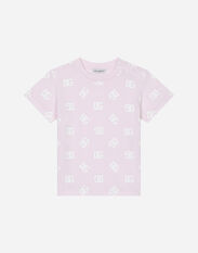 DolceGabbanaSpa Jersey T-shirt with all-over DG logo print Azure L1JB6DISMFZ