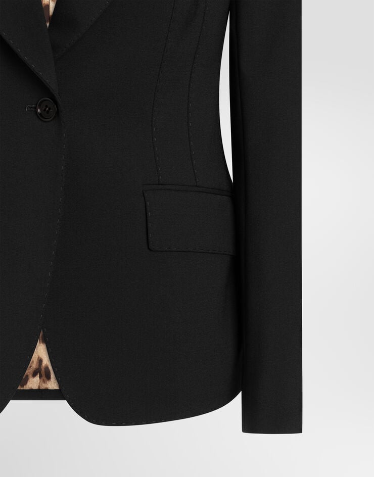 Dolce & Gabbana Turlington single-breasted jacket in micro-ribbed fabric Dolce & Gabbana Turlington single-breasted jacket in micro-ribbed fabric Black F2JBFTFUBG3