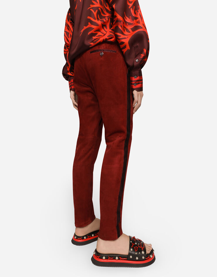 Dolce & Gabbana Suede pants with silk details Bordeaux GYU4ELFULWF