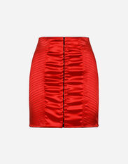 Dolce & Gabbana Satin miniskirt with hook-and-eye fastenings Black F0D1CTFUBFX