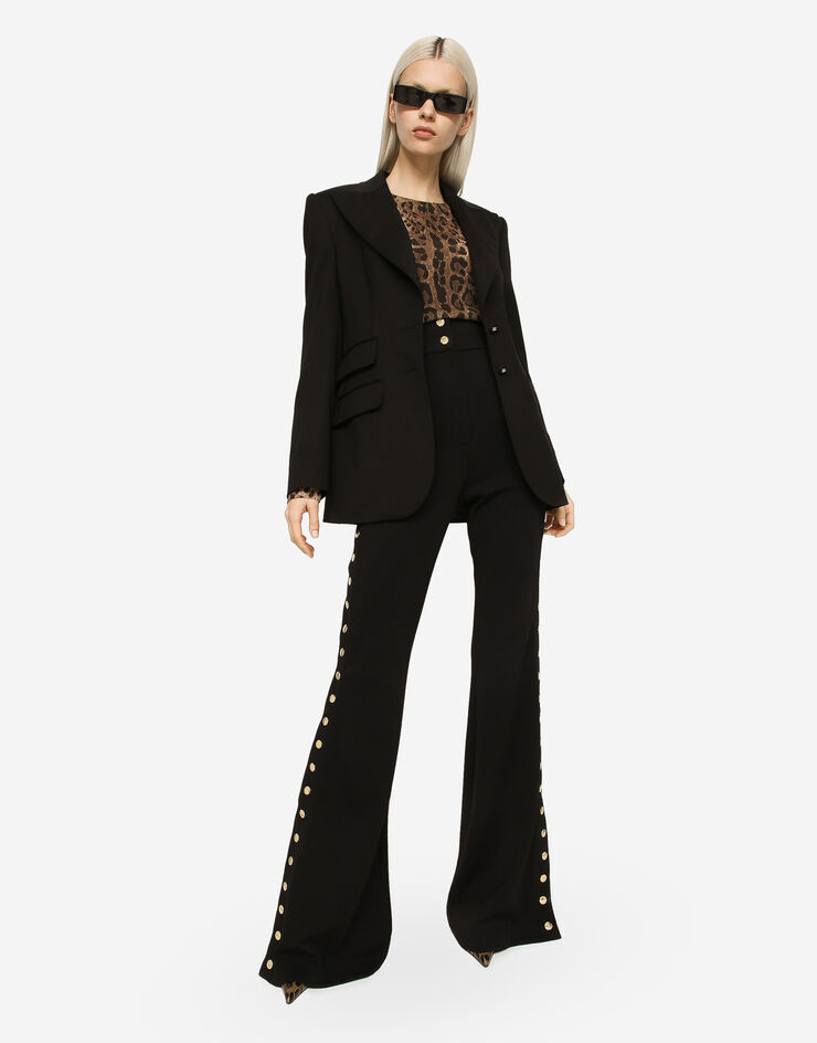 Dolce & Gabbana Chaqueta Turlington de gabardina con costuras Negro F29Z8TGDCL0